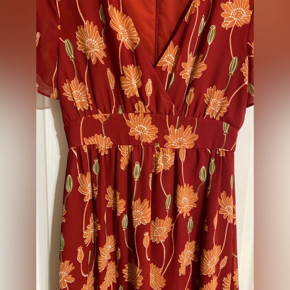 Madewell Tulip-Sleeve Boho Maxi Dress in Tall Sunflowers Side Slit V-Neck Size 0 - Picture 9 of 16